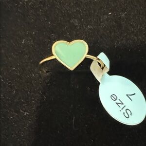 14k Gold Heart Ring with sea foam Accent